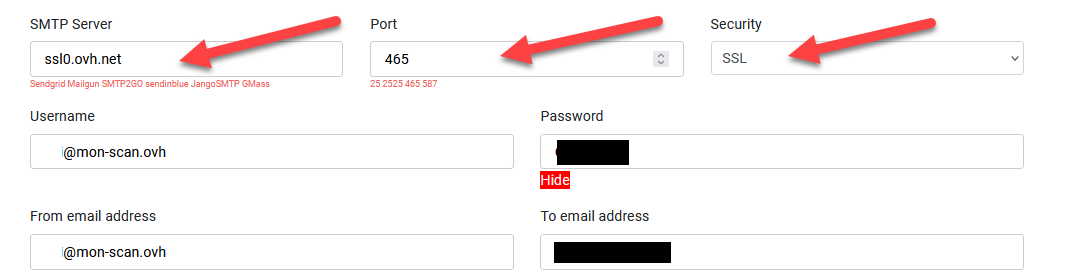 Scan 2 mail Ovh port 465